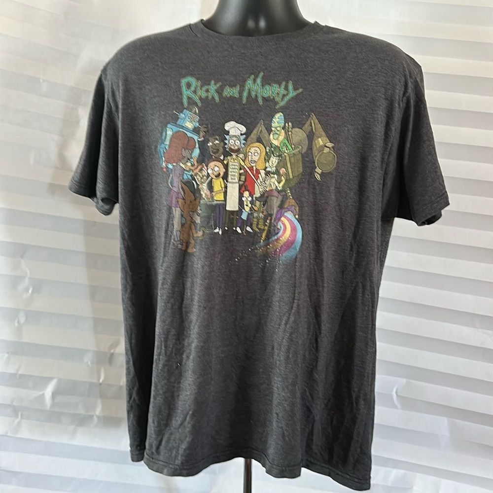 Rick & Morty Gray Short Sleeve T-Shirt Size Large Adult Graphic Tee